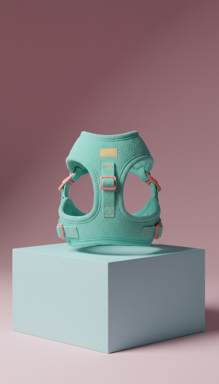Aquamarine plush dog harness